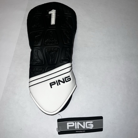 PING Core Driver Headcover RETRO White and Black Ping golf driver cover, NEW - Picture 1 of 3